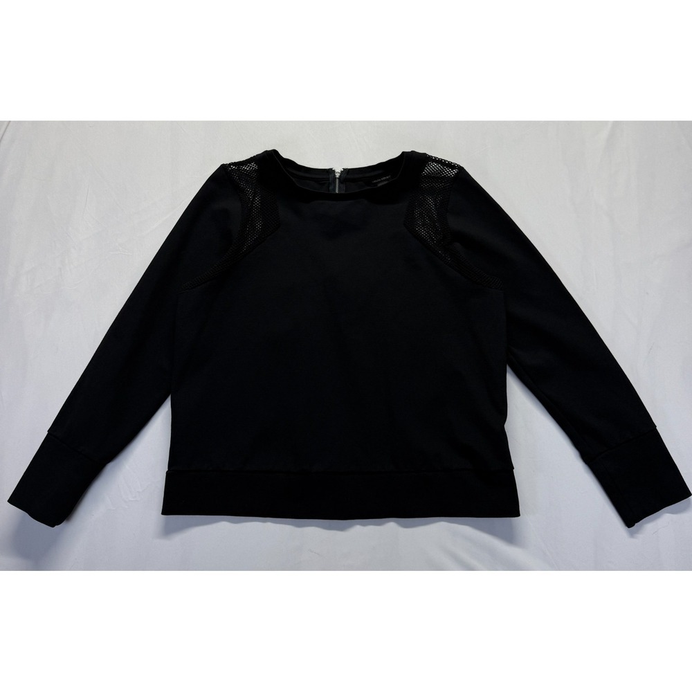 Banana Republic Blouse Top Womens Large Black‎ Viscose Mesh Inset Back Zip Party